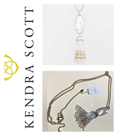 🐘🐘💓 Kendra Scott | Mother of Pearl Tassel Pendant Necklace - Picture 1 of 6